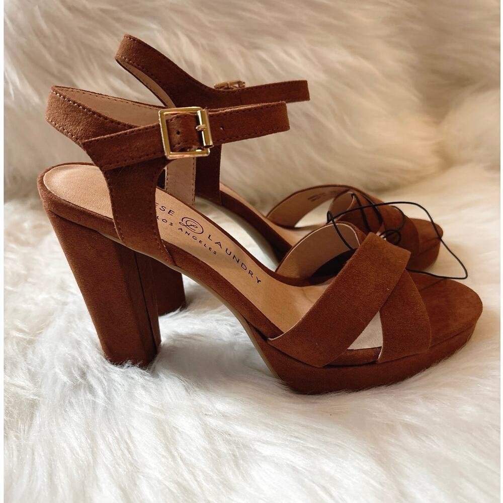 Chinese Laundry New Brown Microsuede Ultra High Heel Platform Sandal Size 8